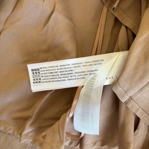 En Saison Tan Brown Beverly Shirtdress Mini Short Sleeve Cutout Dress Medium NWT - Picture 9 of 12